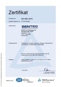 Zertifikat TÜV ISO 9001:2015